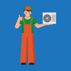 Air conditioner unit repair and installing concept