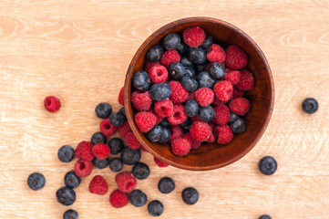 raspberries and blueberries