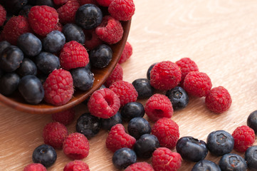 raspberries and blueberries