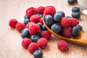 raspberries and blueberries