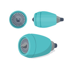 Aircraft engine unit turbine set. Flat illustration. © Shanvood