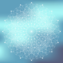 Geometric abstract connected line with dots. Big data visualization. Molecule and communication background. Social network information. Modern technology concept. Vector illustration.