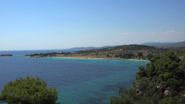 Views to Toroneos Bay with the Sithonia peninsula from the Observation deck. Chalcidice, Greece