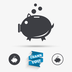 Piggy bank sign icon. Moneybox symbol.