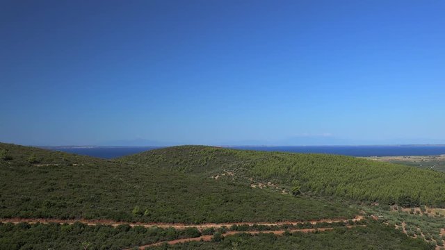 Panorama of the Sithonia peninsula countryside. Chalcidice, Greece