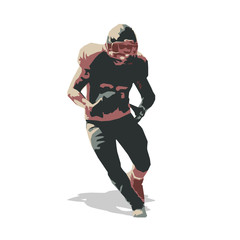 American football player, vector illustration. Run, team sport