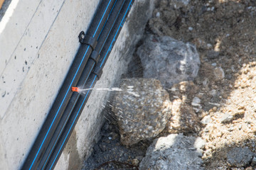 termite protection system on home foundation