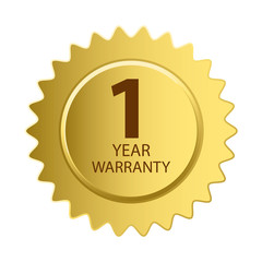 Warranty Icon. 1 Year Warranty Gold Label.