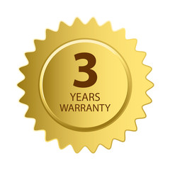Warranty Icon. 3 Years Warranty Gold Label.