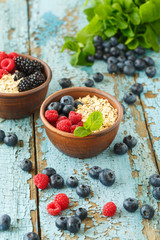 Healthy Homemade Oatmeal with Berries for Breakfast