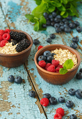 Healthy Homemade Oatmeal with Berries for Breakfast