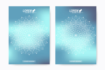 Modern vector template for brochure, Leaflet, flyer, cover, magazine or annual report. Business, science, medicine and technology design book layout. Abstract presentation with mandala.