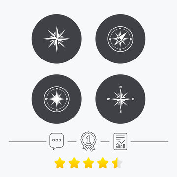 Windrose navigation icons. Compass symbols.