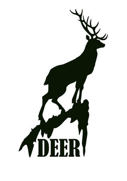 Deer on the rock logo design template