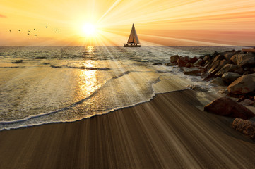 Segelboot Sonnenuntergang