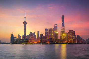 Pudong Skyline at sunrise in shanghai