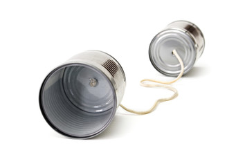 Two tin cans isolated on white background