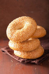 fresh sesame bagel for breakfast