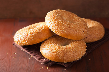 fresh sesame bagel for breakfast