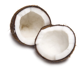 Coconuts halves isolated on white background