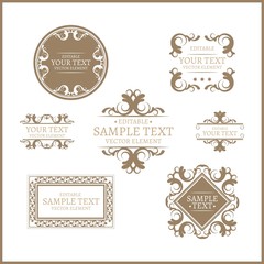Golden decorative emblems pack