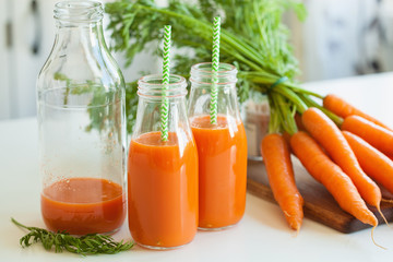 fresh carrot juice and vegetables