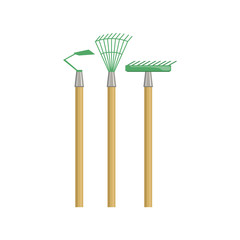 Set Of Gardening Equipment With Rake And Chopper