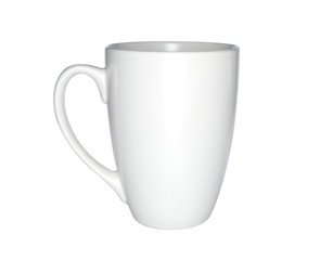 Close-up white cup isolated on white background