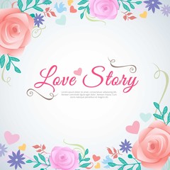 Love story background in floral style