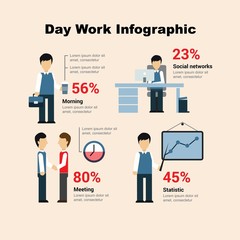 Fototapeta na wymiar Day work infography in a flat style 