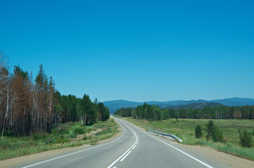 Fototapeta na wymiar Motorway in Buryatia.