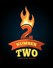 vector icons set of Flaming Numbers.