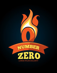 vector icons set of Flaming Numbers.