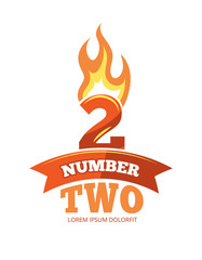 vector icons set of Flaming Numbers.