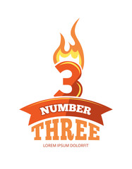 vector icons set of Flaming Numbers.