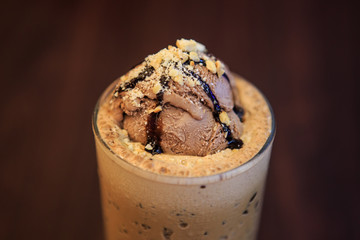 Ice coffee close-up photo depth of field