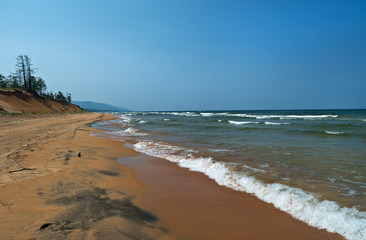 Sandy shore of Lake Baikal