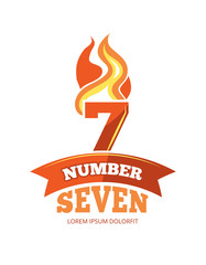 vector icons set of Flaming Numbers.