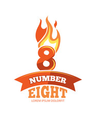 vector icons set of Flaming Numbers.