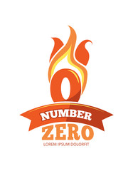 vector icons set of Flaming Numbers.