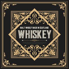 Whiskey label with old frames