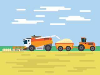 tractor harvest wheat field