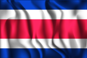 Flag of Costa Rica. Rectangular Shape Icon with Wavy Effect