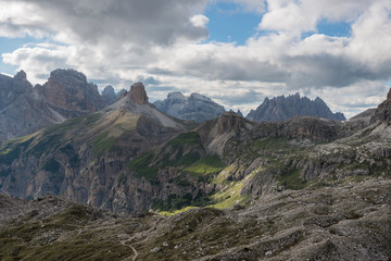 Fototapeta na wymiar famous Italian National Park Tre Cime di Lavaredo. Dolomites, South Tyrol. Auronzo