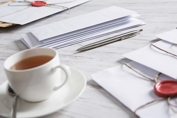 Letter with seal on table