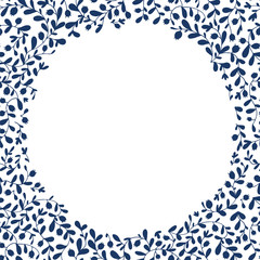 Floral frame isolated on white background, leaves and berries illustration