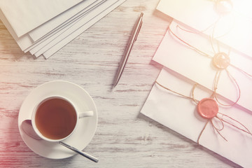 Letters with seal on table