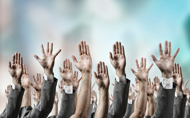 Hand gestures in arow . Mixed media