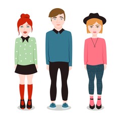 Illustrated modern young people