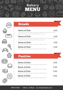 Sketches bakery products menu template